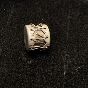 Vintage Sterling 925 Silver Rawhide Drum Artisan Made In Mexico Silver Charm